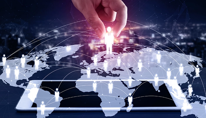 Mapa mundi con Icono de personas alrededor